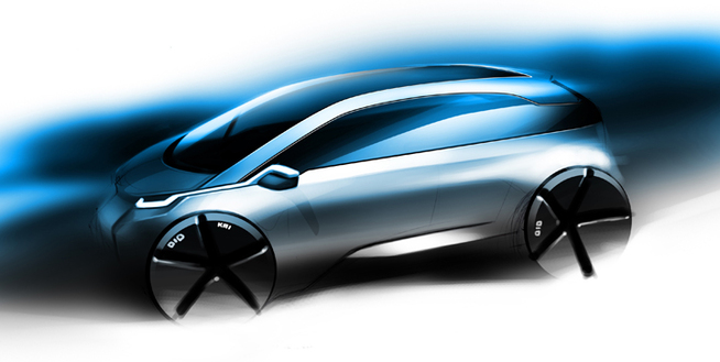 BMWグループ初の量産電気自動車「メガシティ・ビークル」のデザインスケッチ
