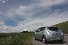 日産　リーフ　電気自動車　車山　ビーナスライン